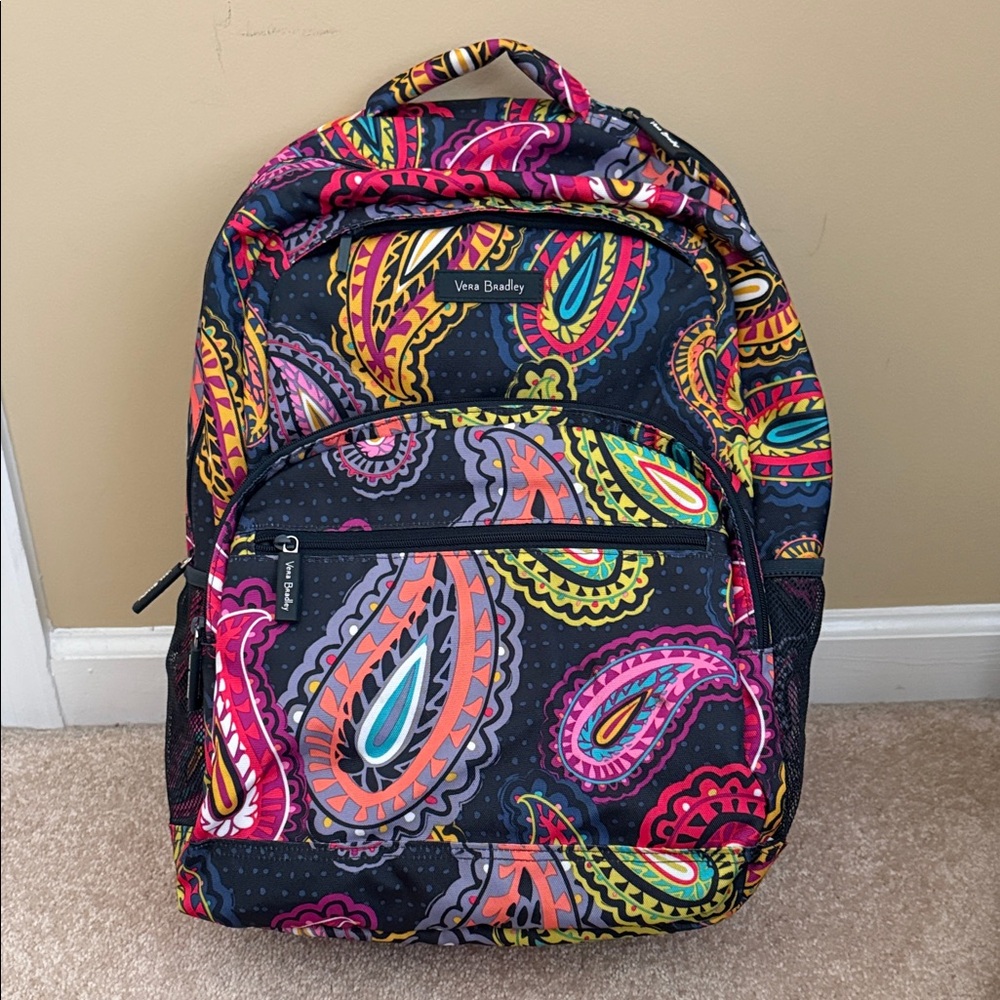 Vera Bradley Black Multicolor Paisley Quilted Backpack